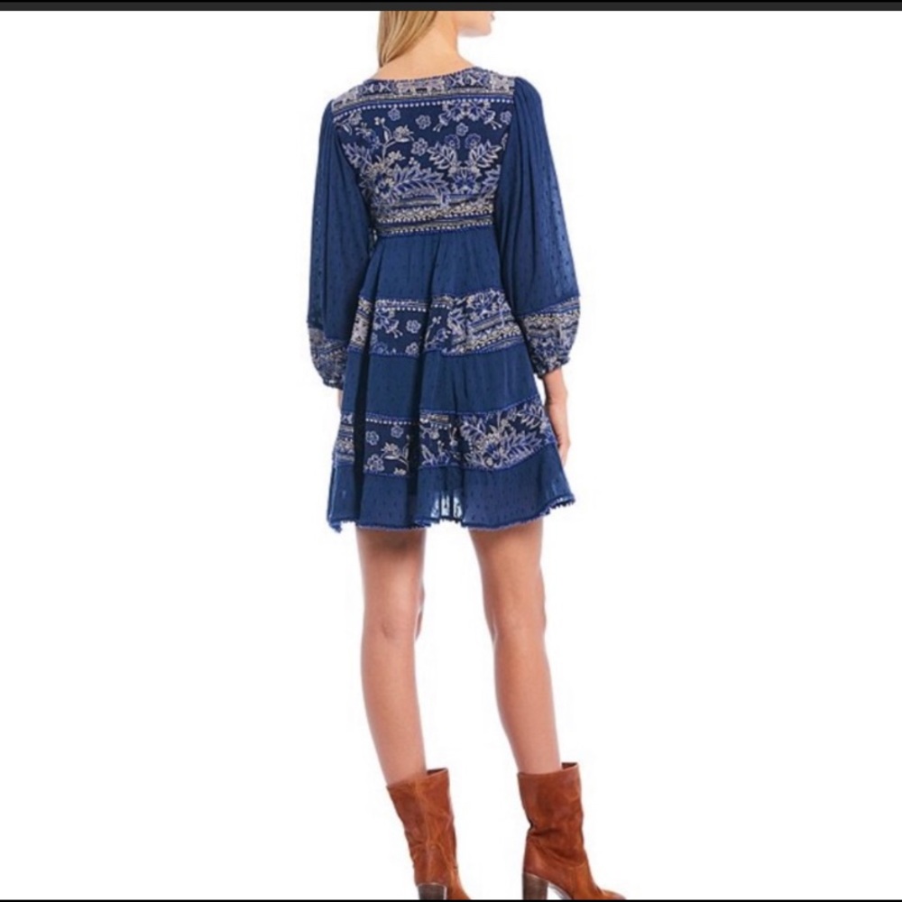 NWT $168 Free People My Love Mini Dress Blue L - Picture 2 of 16